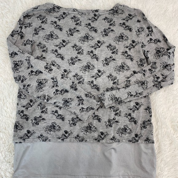 Disney Parks Minnie Mouse All Over Print Grey Long Sleeve Womens US M - Picture 2 of 7